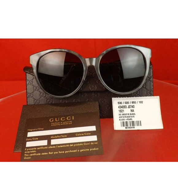 GUCCI PEARL GRAY GOLD GG 3833/F/S R4IHA ROUND CAT EYE 434093 SUNGLASSES ITALY main image 12